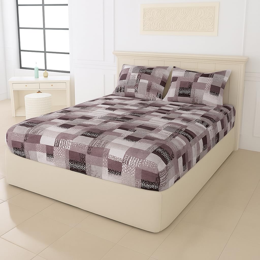Mauve Mist Mosaic 500 TC 100% Pure Glace Cotton Bedsheet