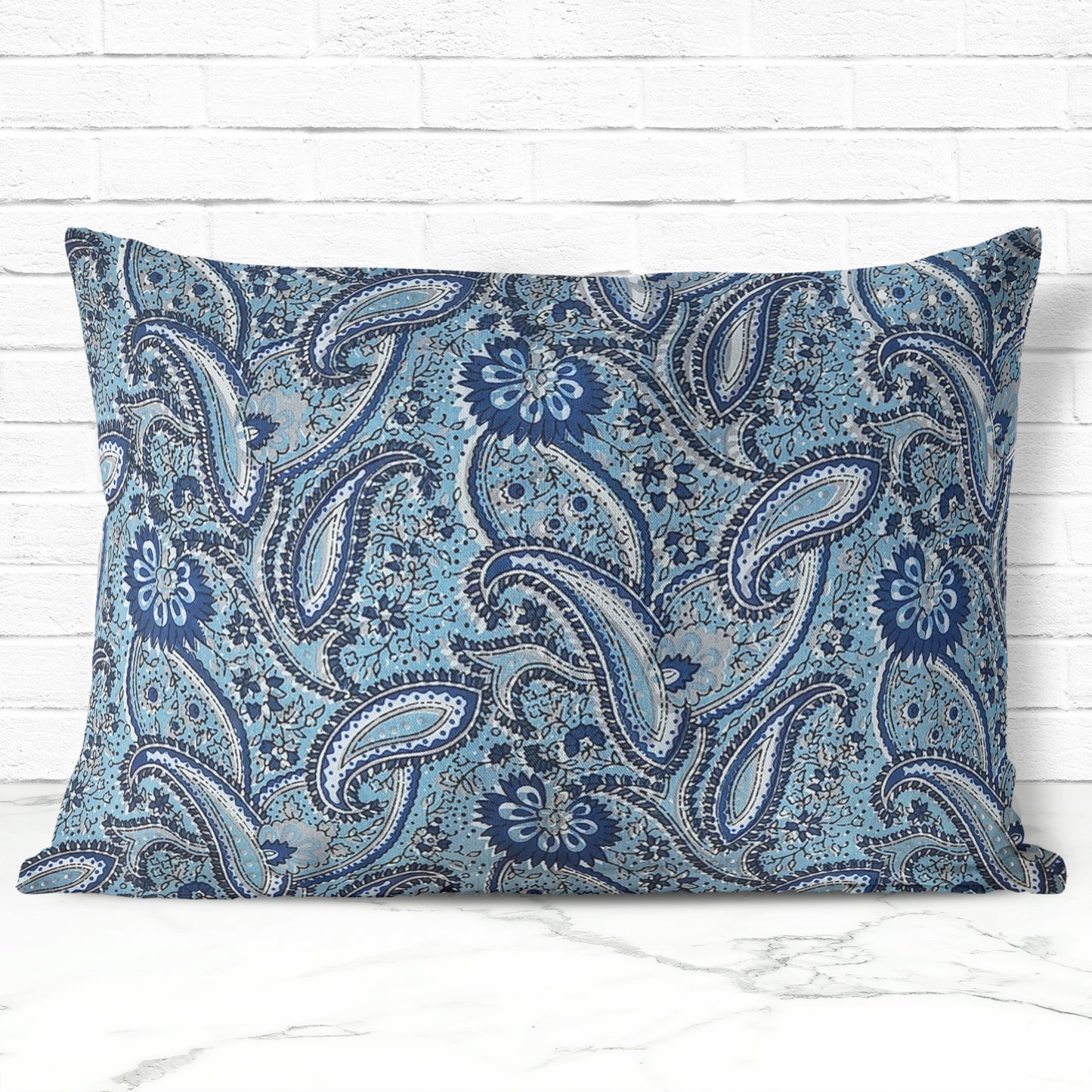 Blue Mirage Handblock Cotton Pillow Cover (Set of 2)