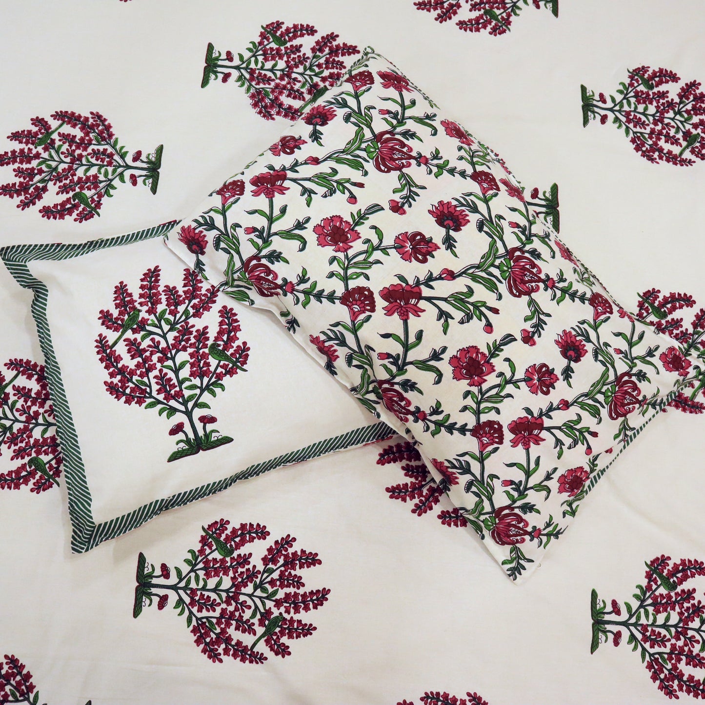Floral Elegance 100% Pure Cotton 500TC Block Printed Bedsheet