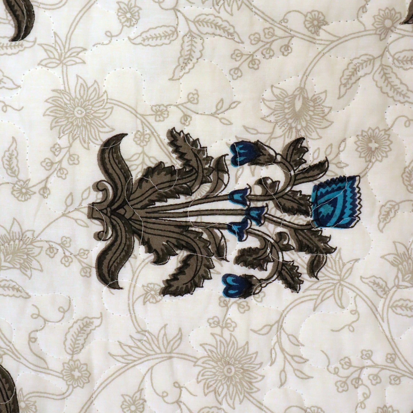 100% Pure Cotton 400TC Ethnic Blue Floral Art Bedsheet