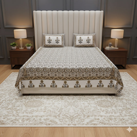 Royal Marigold Bloom 100% Pure Cotton 300TC Bedsheet