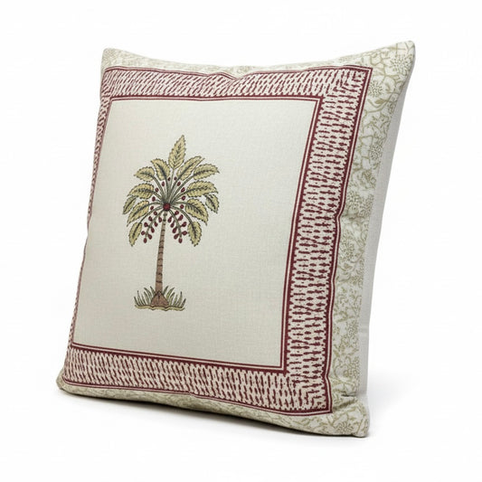Palm Oasis Handblock Cotton Cushion Cover (Set of 2)