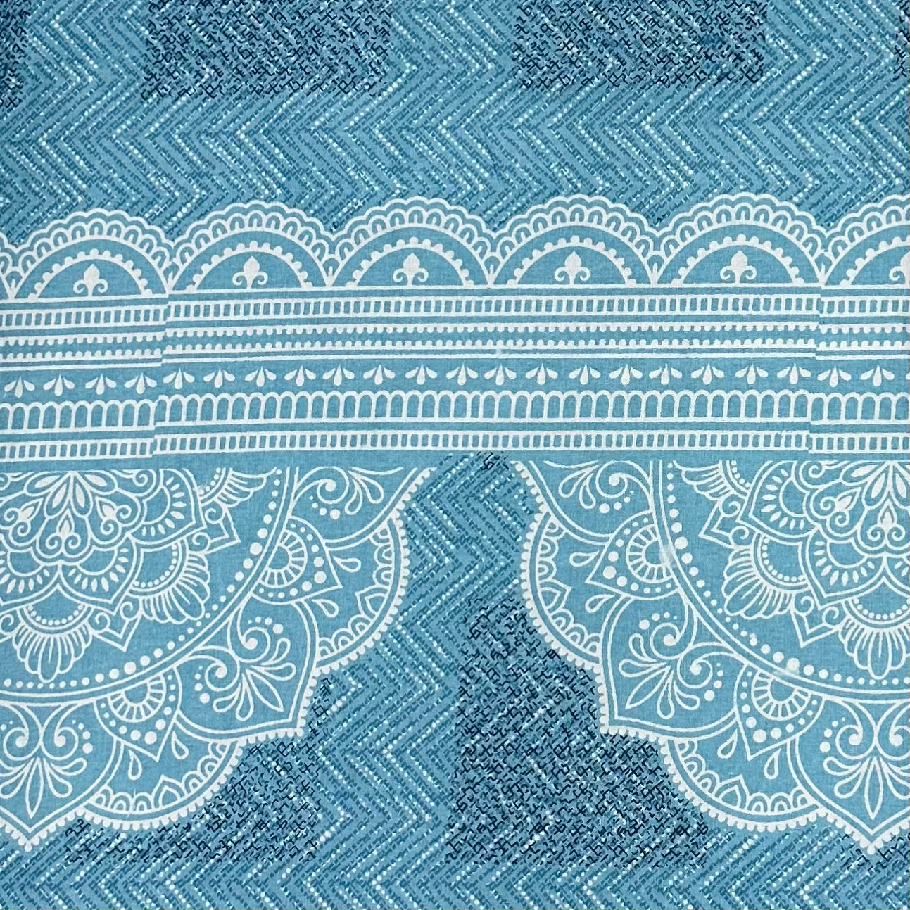 300TC Blue Lace Border 100% Pure Cotton Bedsheet