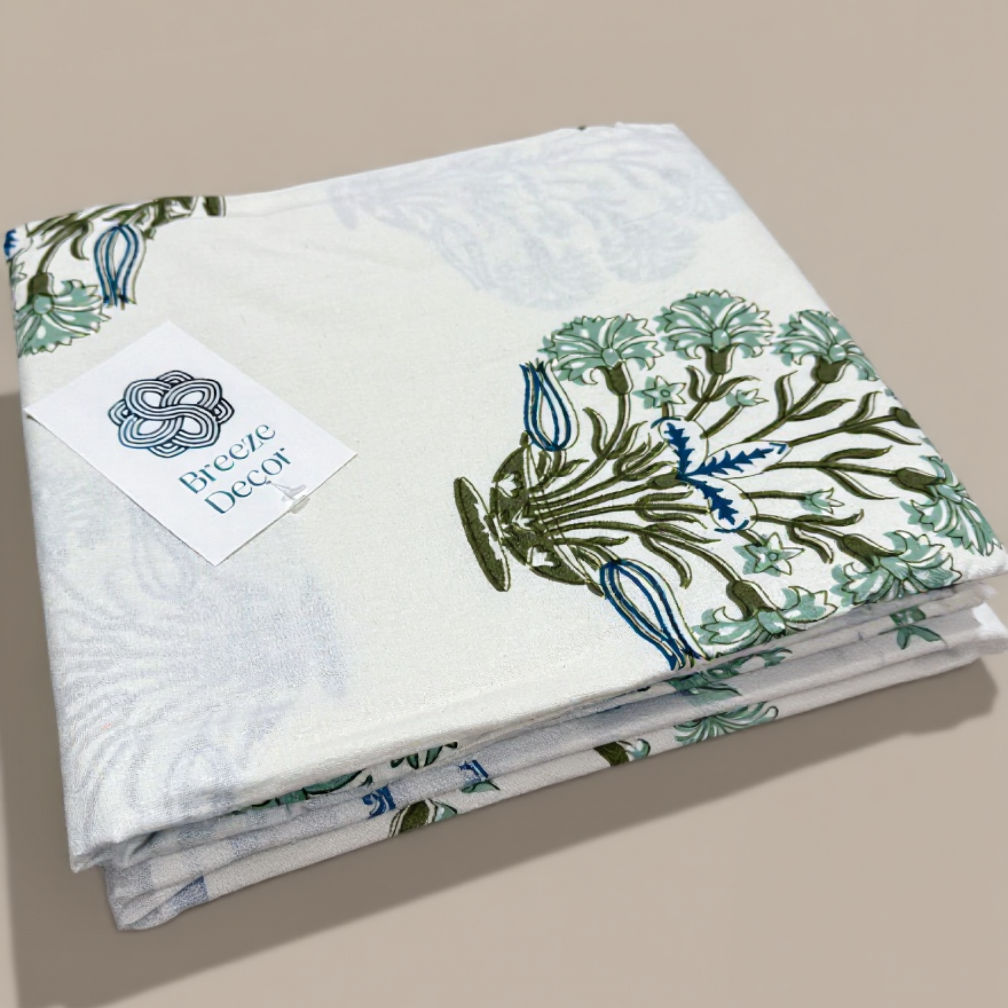 Teal Botanical Handblock 100% Cotton 500TC Bedsheet