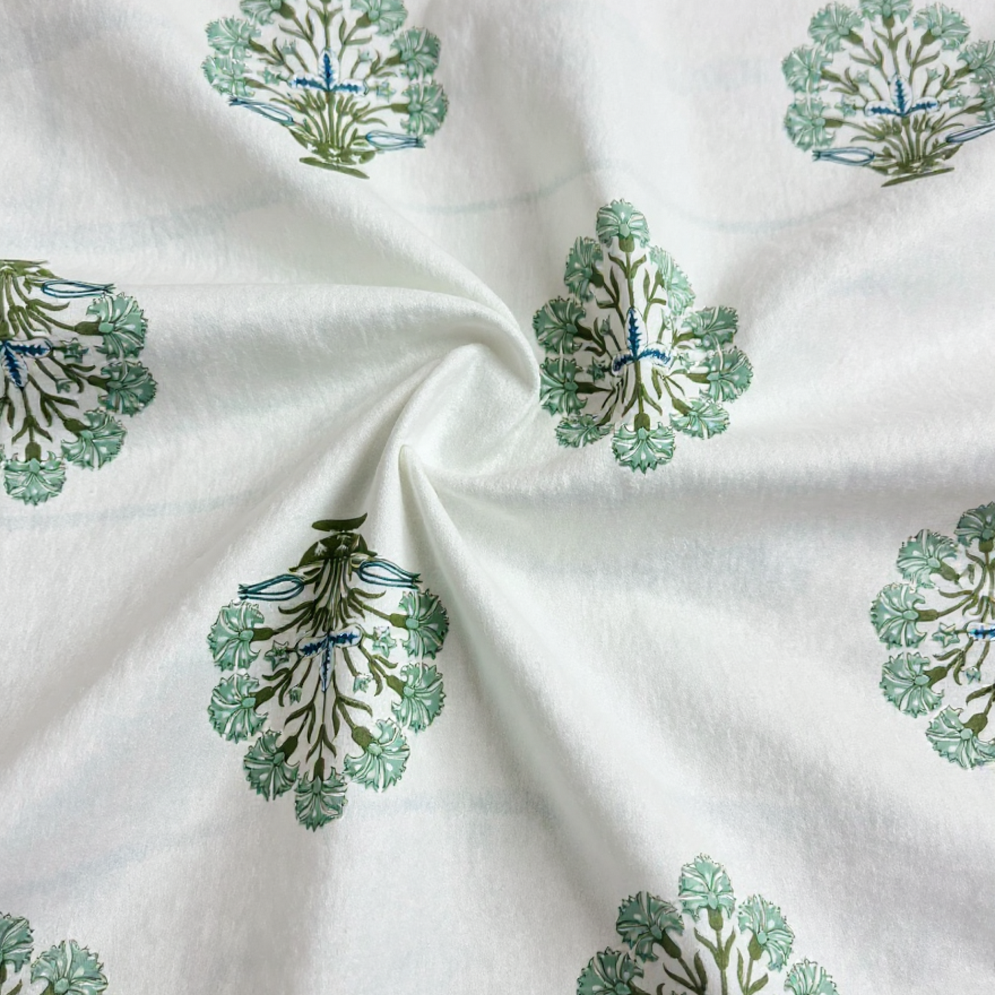 Teal Botanical Handblock 100% Cotton 500TC Bedsheet