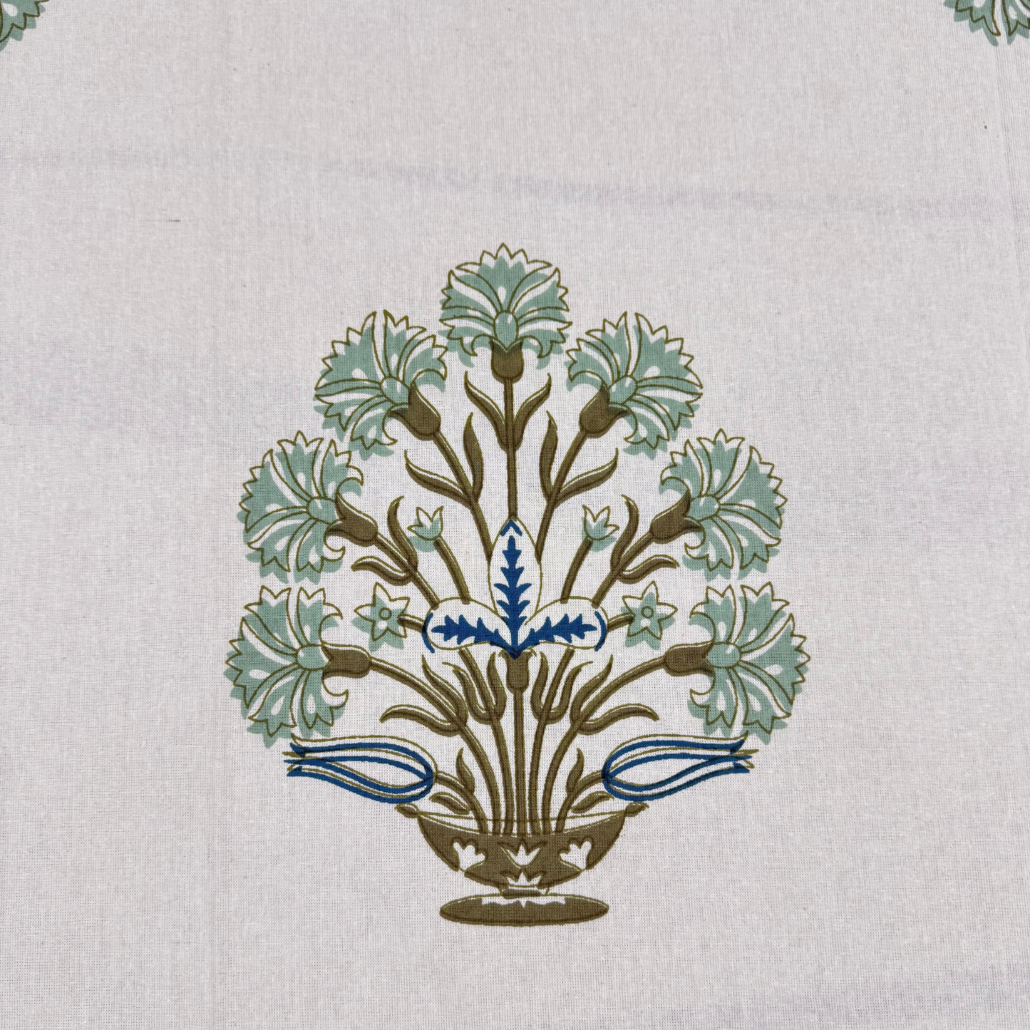 Teal Botanical Handblock 100% Cotton 500TC Bedsheet
