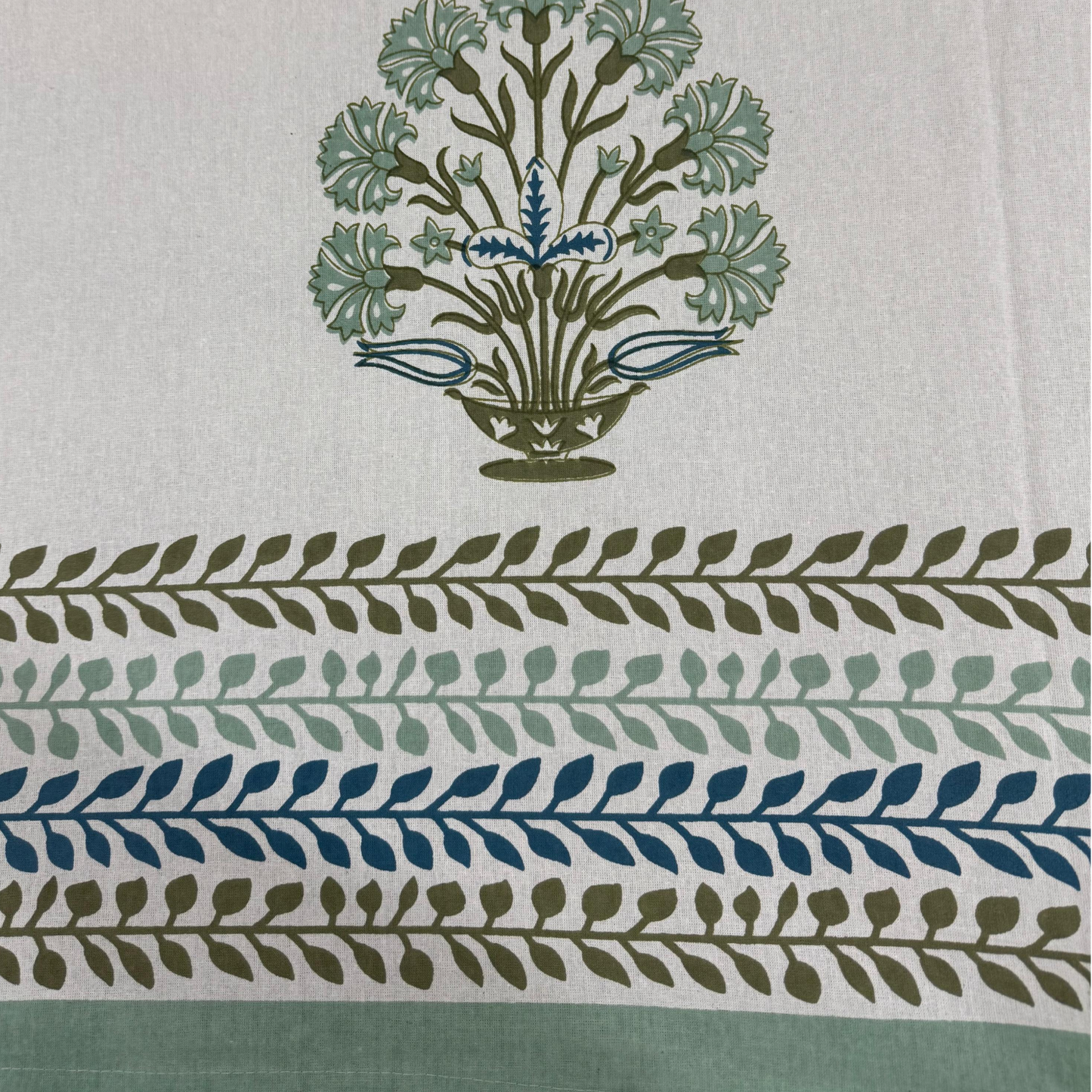 Teal Botanical Handblock 100% Cotton 500TC Bedsheet