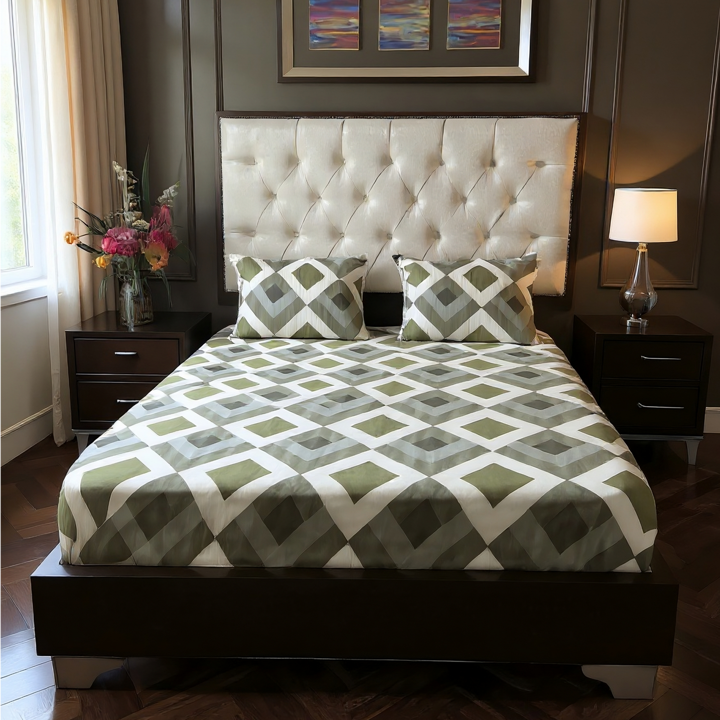 Modern Geometric 400TC 100% Pure Glace Cotton Bedsheet