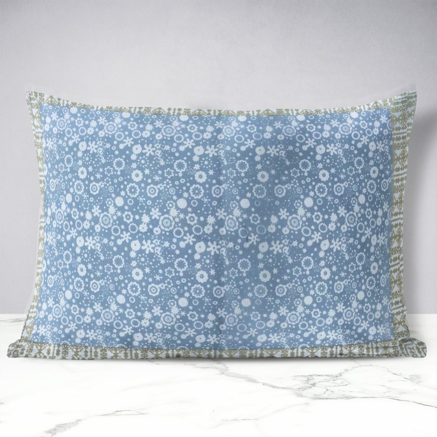 Sky Blossom Handblock Cotton Pillow Cover (Set of 2)