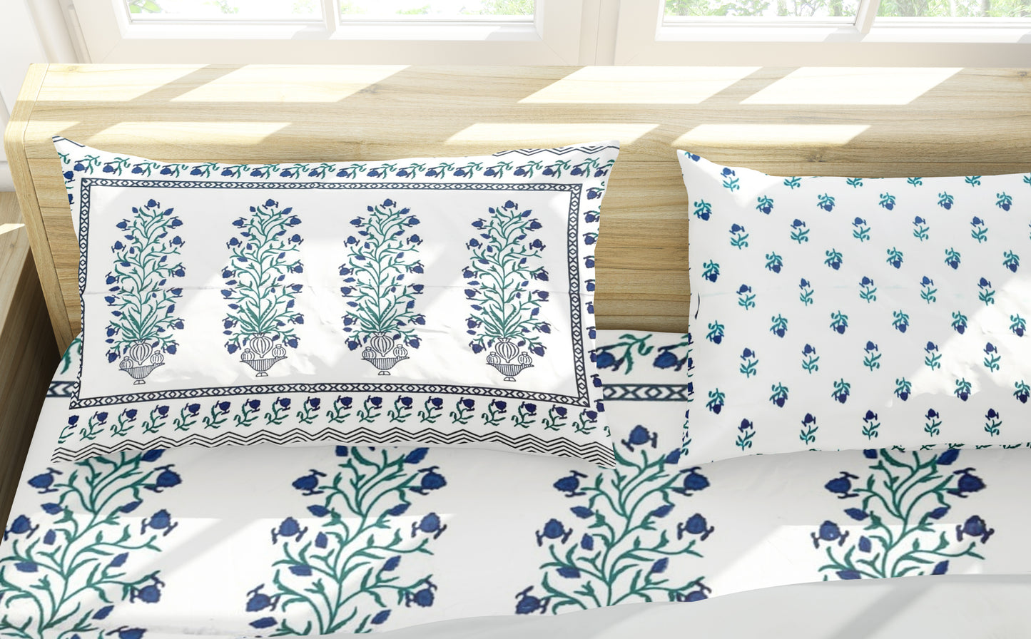 500TC White Blossom 100% Pure Cotton Bedsheet