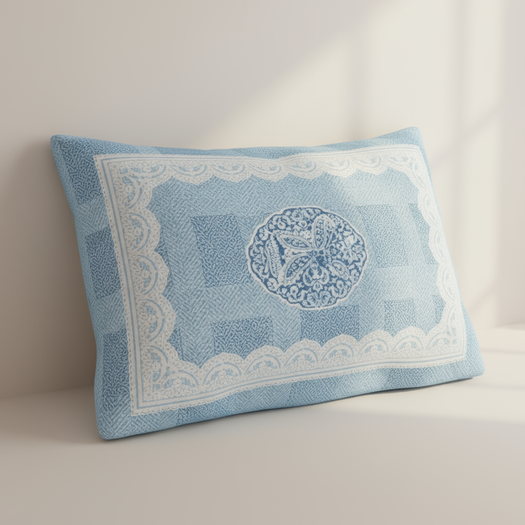 300TC Blue Lace Border 100% Pure Cotton Bedsheet