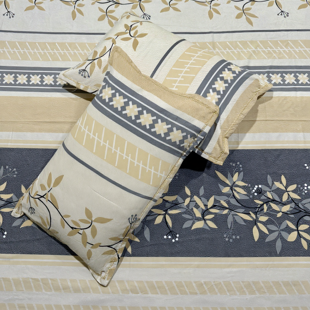Elegant Botanical Stripes 100% Pure Glace Cotton 400TC Bedsheet
