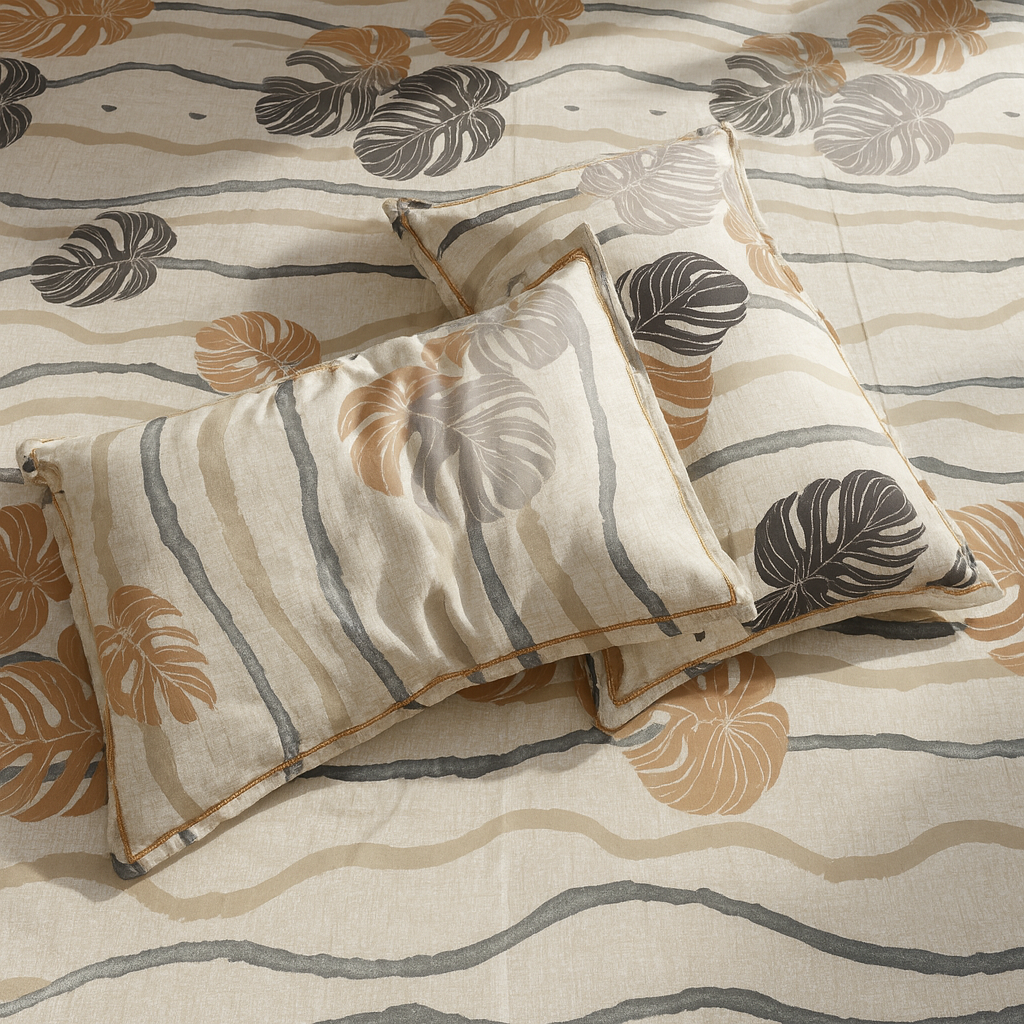 Tropical Monstera Leaf 100% Pure Glace Cotton 450TC Bedsheet
