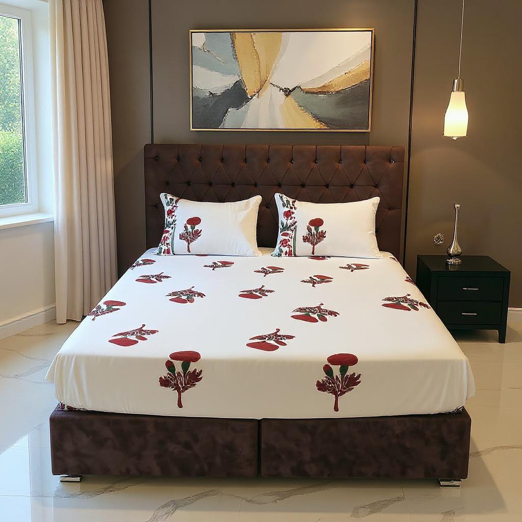 500TC Flower Love 100% Pure Cotton Printed Bedsheet