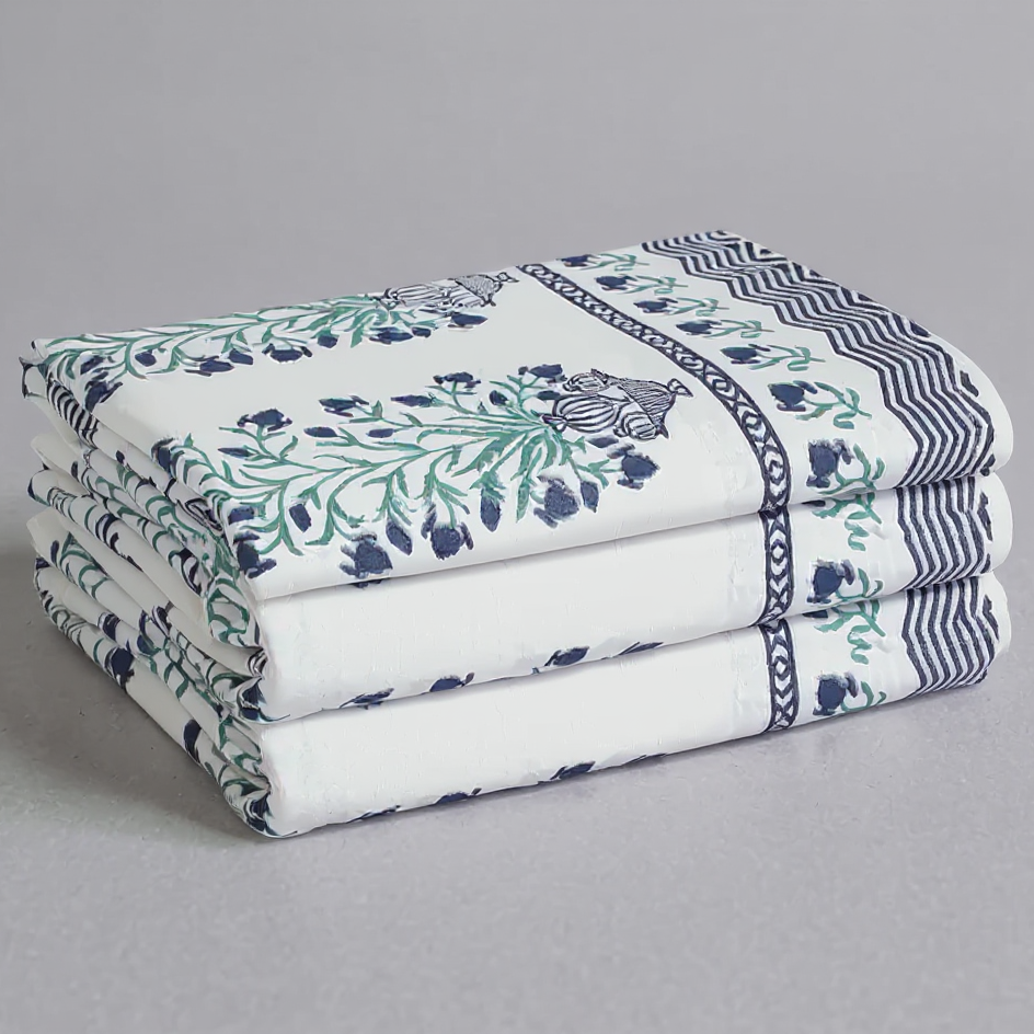 500TC White Blossom 100% Pure Cotton Bedsheet