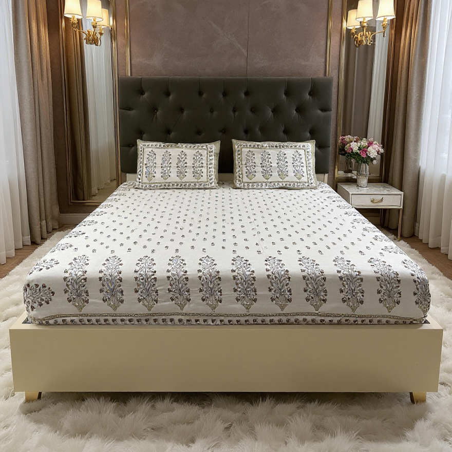 Brown Belle 400TC Floral Print 100% Pure Cotton Bedsheet