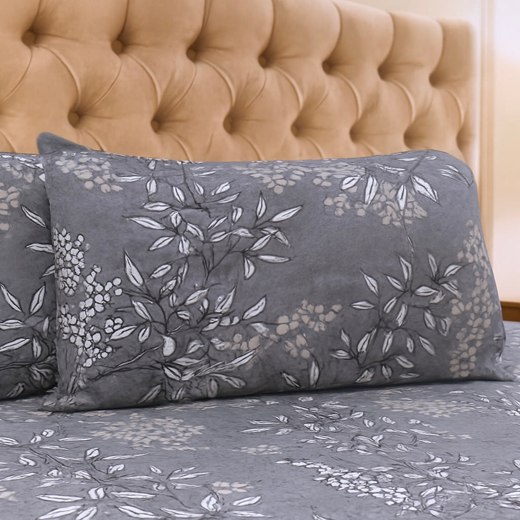Moonlit Bloom 400TC Premium 100% Pure Glace Cotton Bedsheet