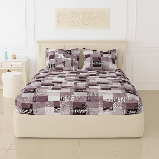 Mauve Mist Mosaic 500 TC Glace Cotton Bedsheet