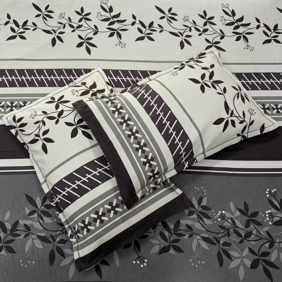 Midnight Leaf Stripes Glace Cotton 400TC Bedsheet
