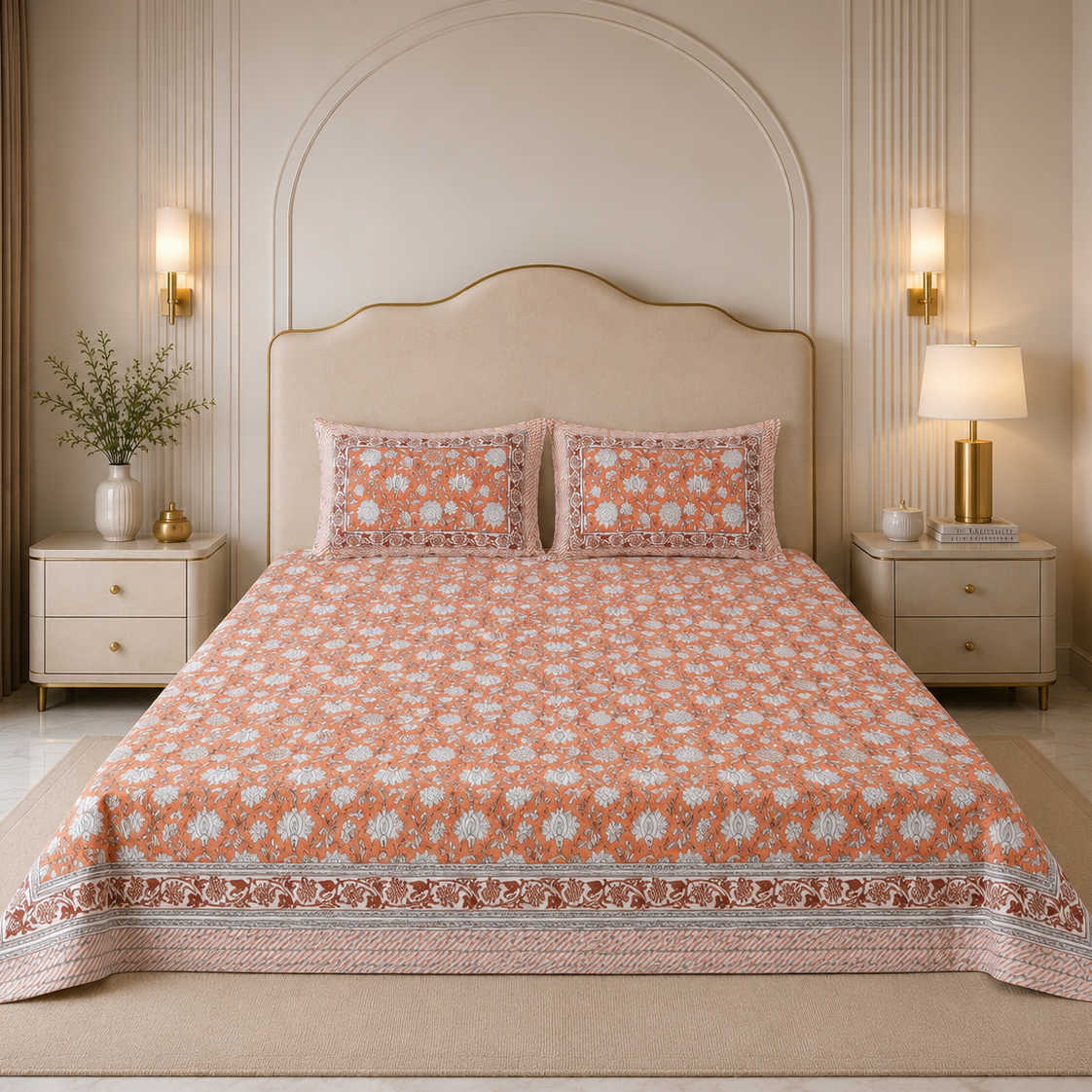 Terracotta Garden 400TC 100% Pure Cotton Bedsheet- Super King