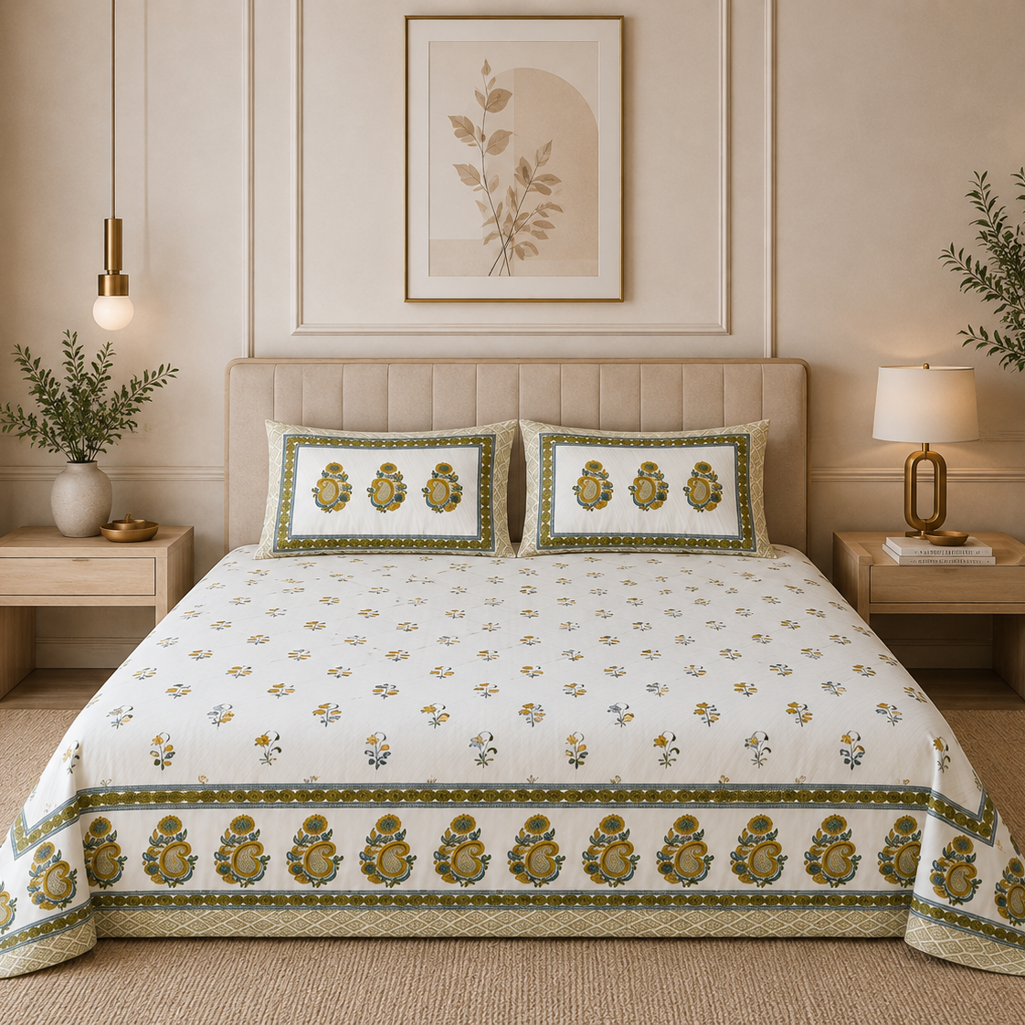 Amber Grove 400TC 100% Pure Cotton Bedsheet- Super King