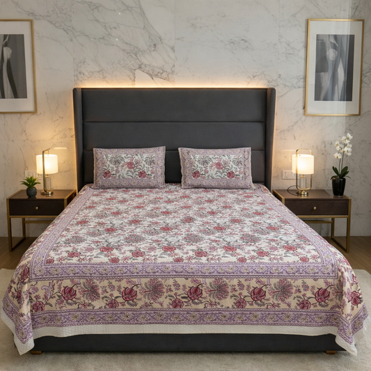 Rose Garden Heritage 100% Pure Cotton Bedsheet