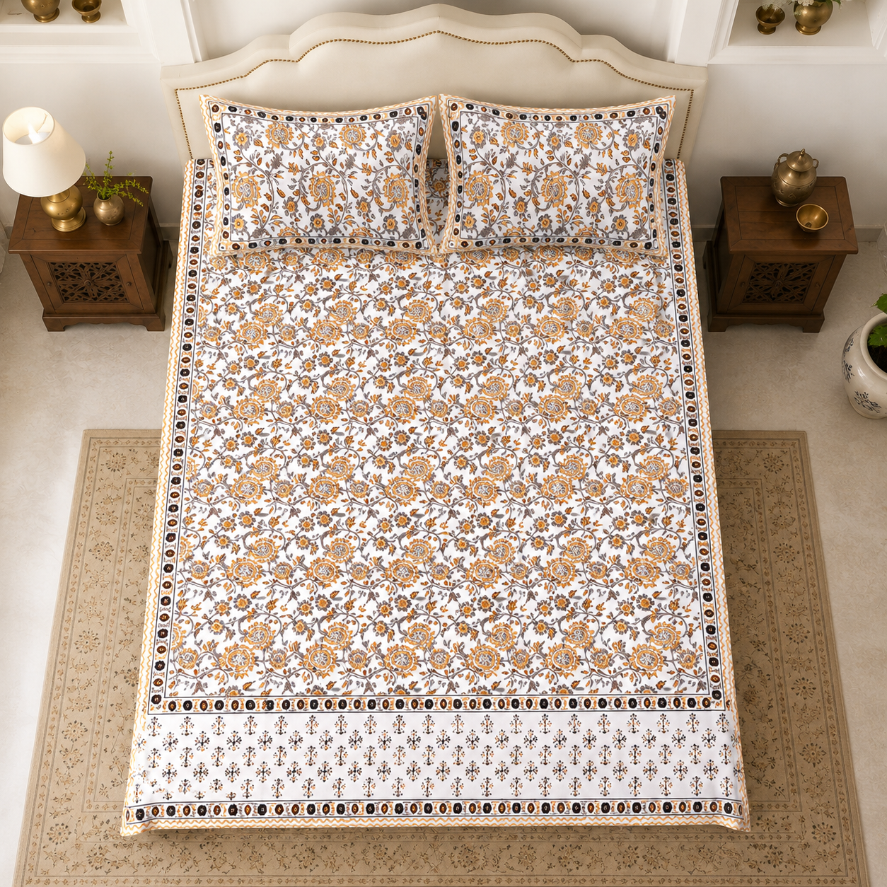 Honey Blossom 400TC 100% Pure Cotton Bedsheet