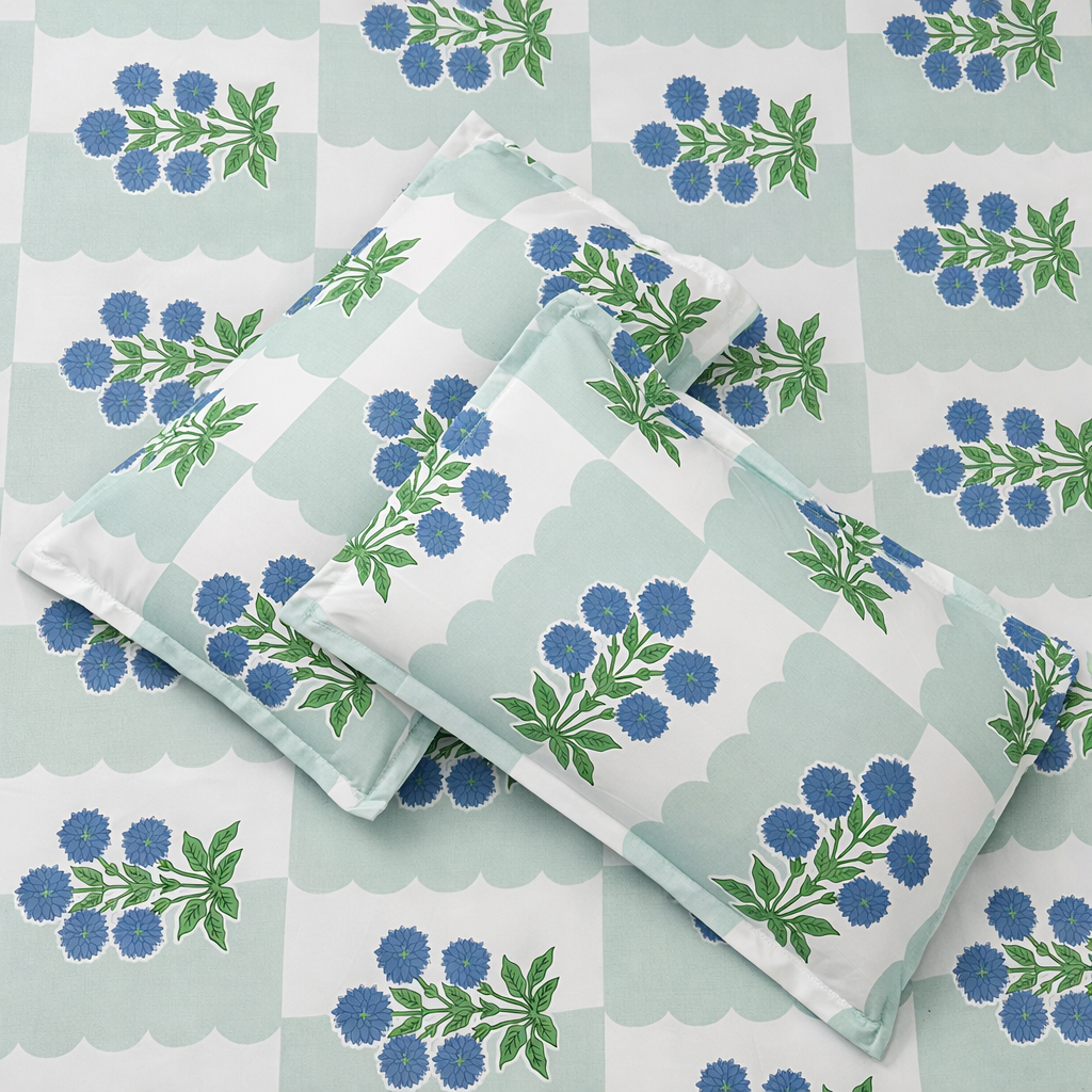 Calm Bloom Glace Cotton 300TC Bedsheet