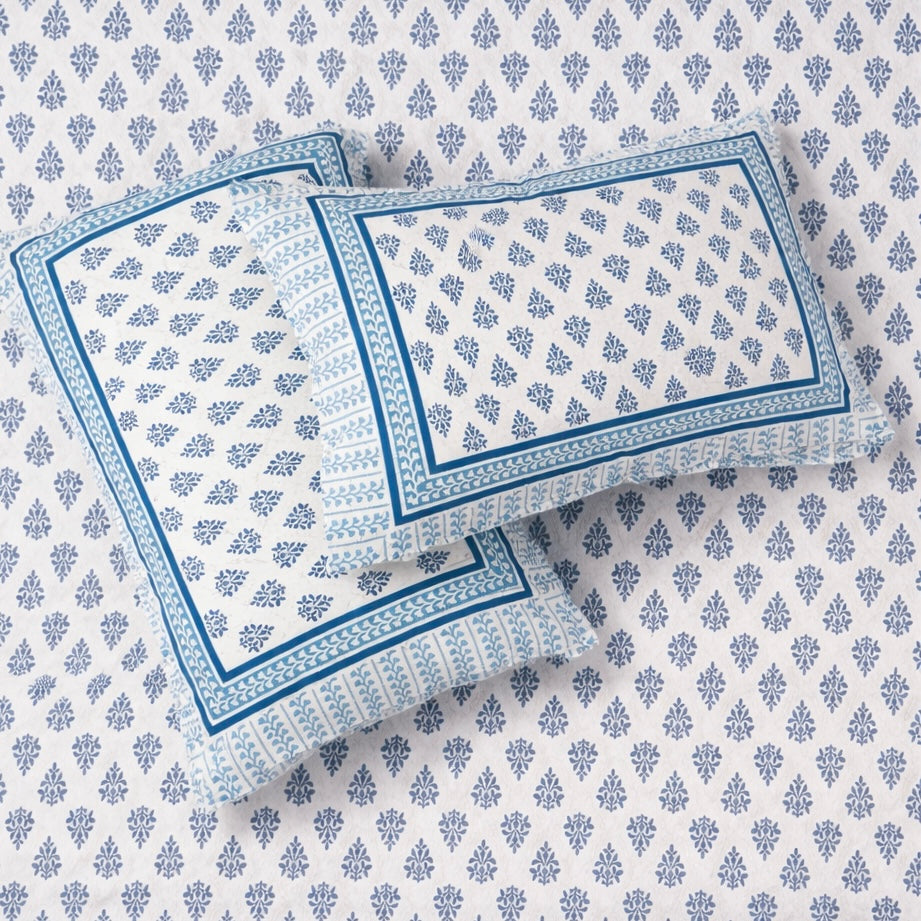 Blue Bloom Heritage 100% Pure Cotton Bedsheet