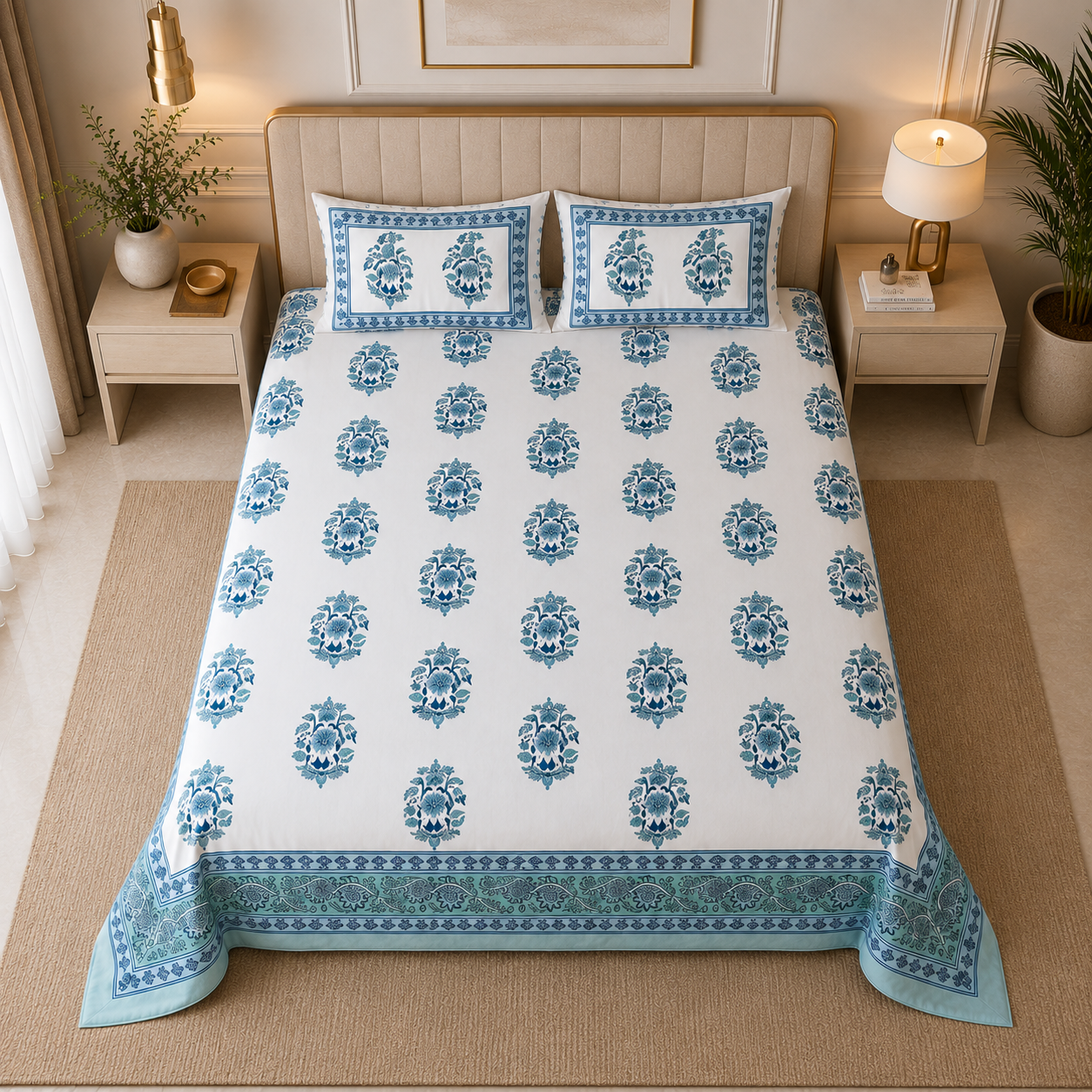 Sky Petals 400TC 100% Pure Cotton Bedsheet- Super King (Copy)