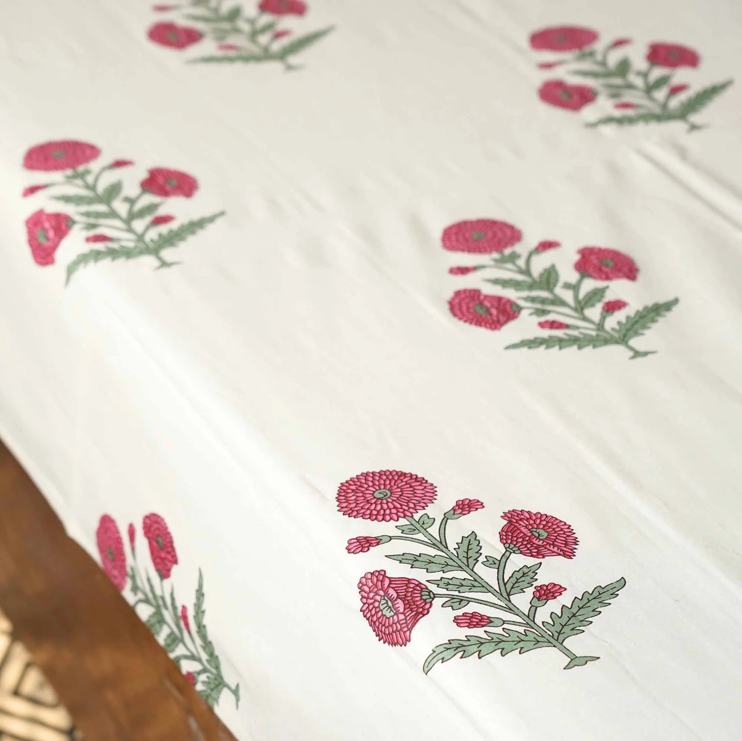 Rose Bloom 400TC Hand Block Print 100% Pure Cotton Bedsheet