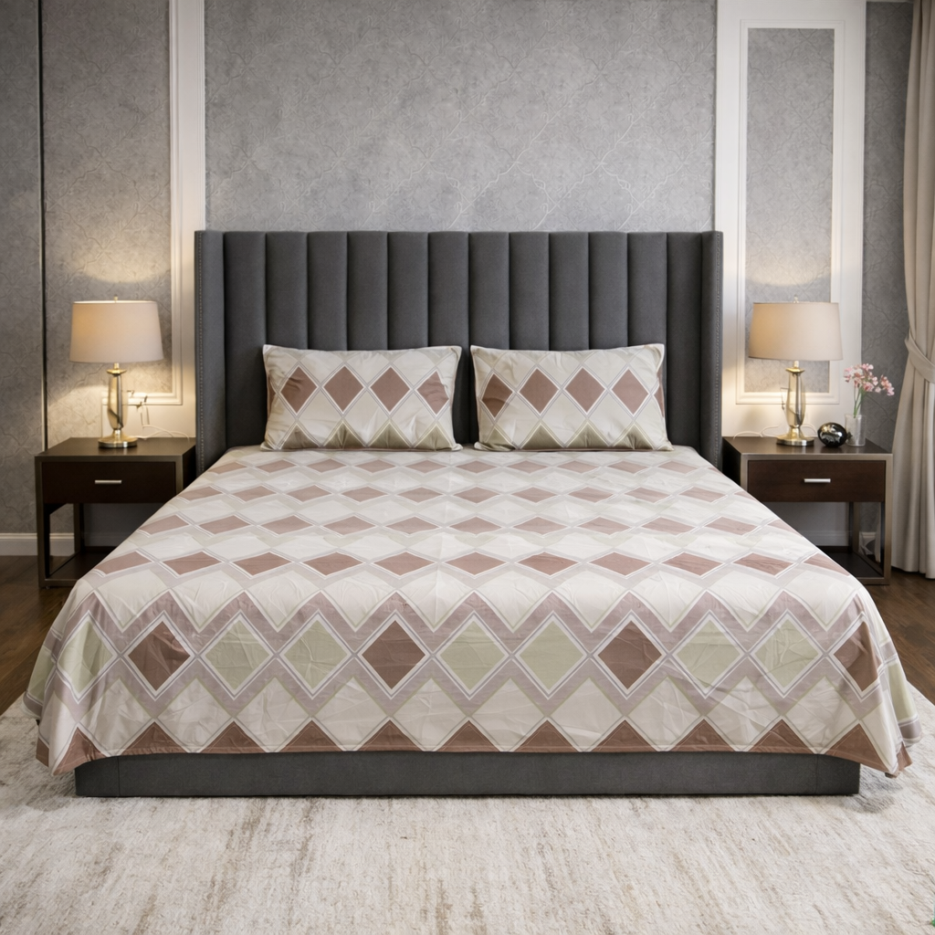 Sandstone Mosaic 300TC Glace Cotton Bedsheet