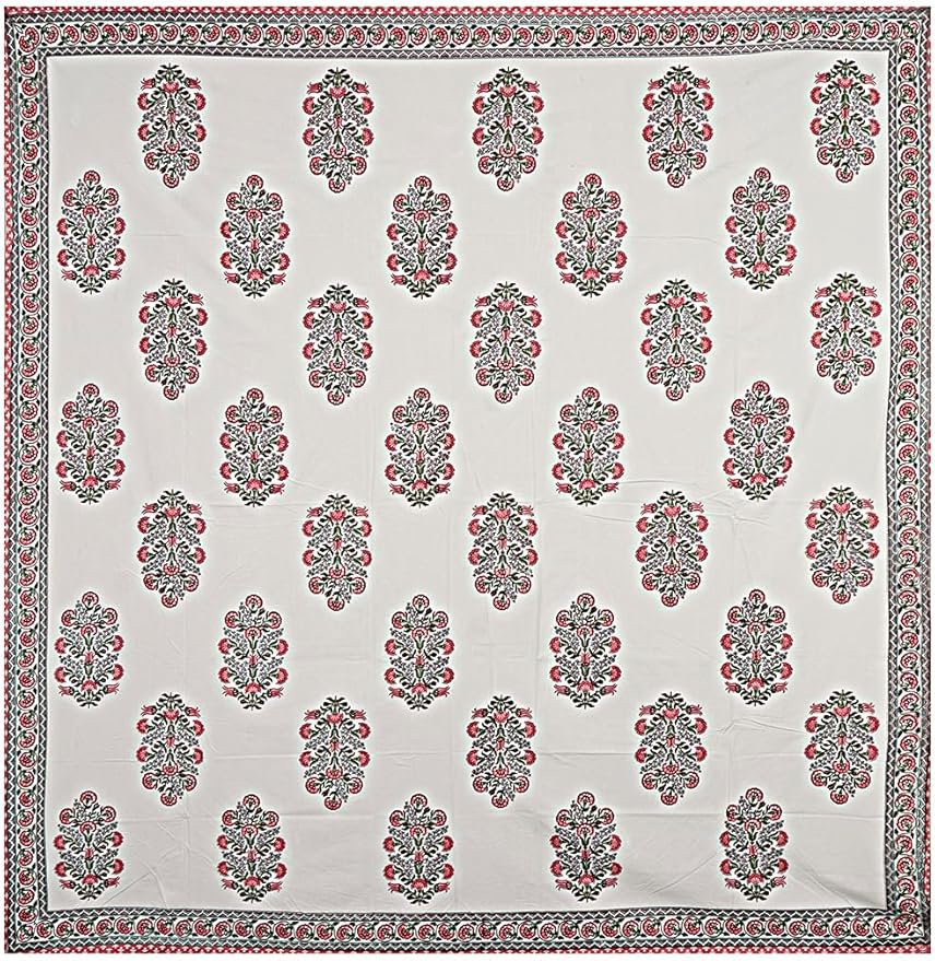Ruby Bloom 400TC Handblock Floral 100% Pure Cotton Bedsheet