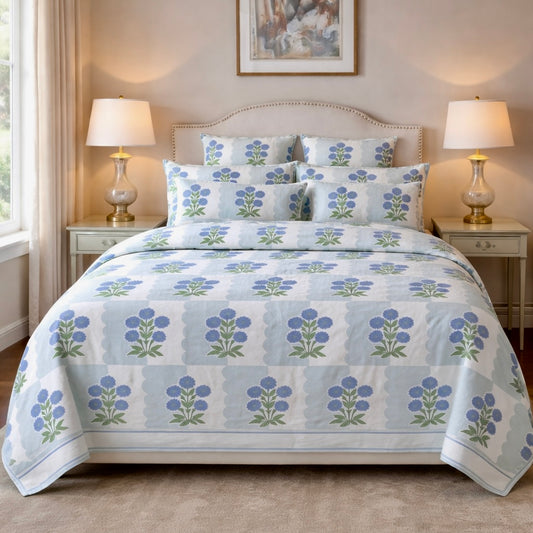 Calm Bloom Glace Cotton 300TC Bedsheet