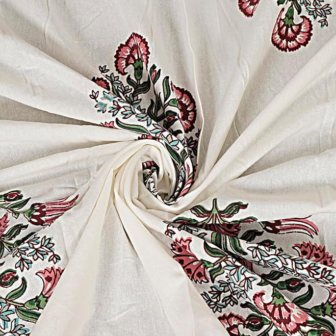 Ruby Bloom 400TC Handblock Floral 100% Pure Cotton Bedsheet