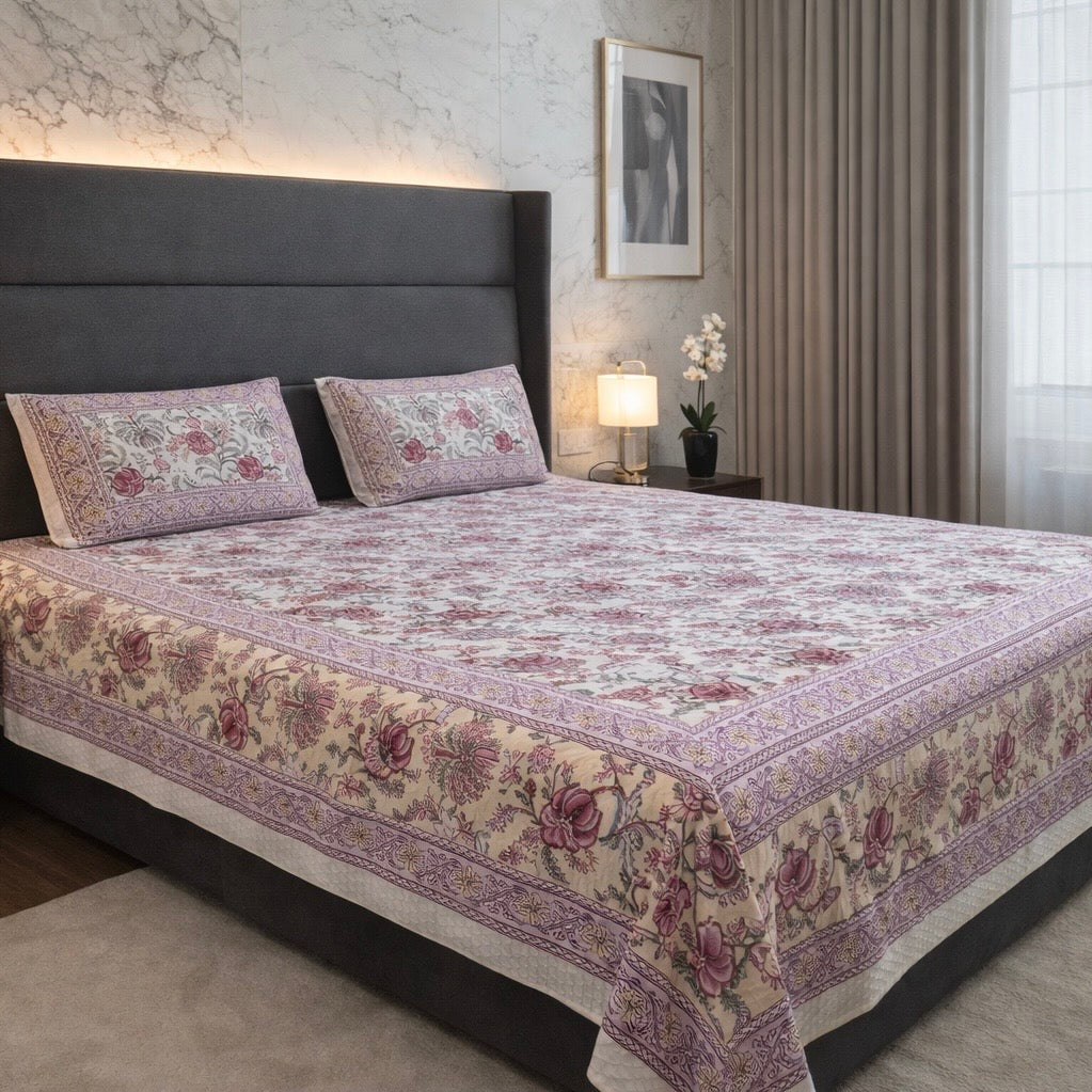 Rose Garden Heritage 100% Pure Cotton Bedsheet