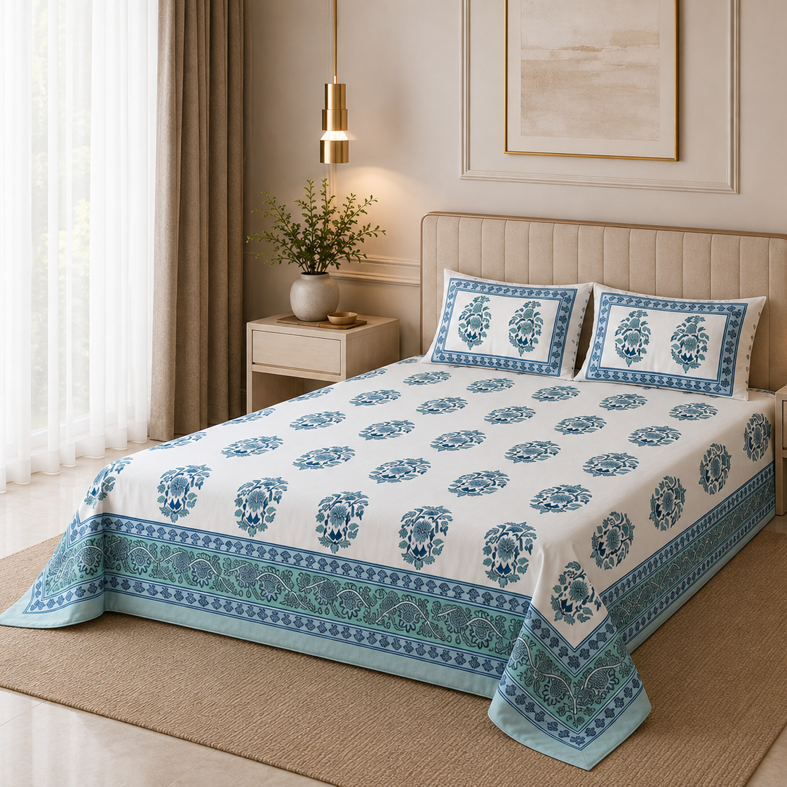 Sky Petals 400TC 100% Pure Cotton Bedsheet- Super King (Copy)
