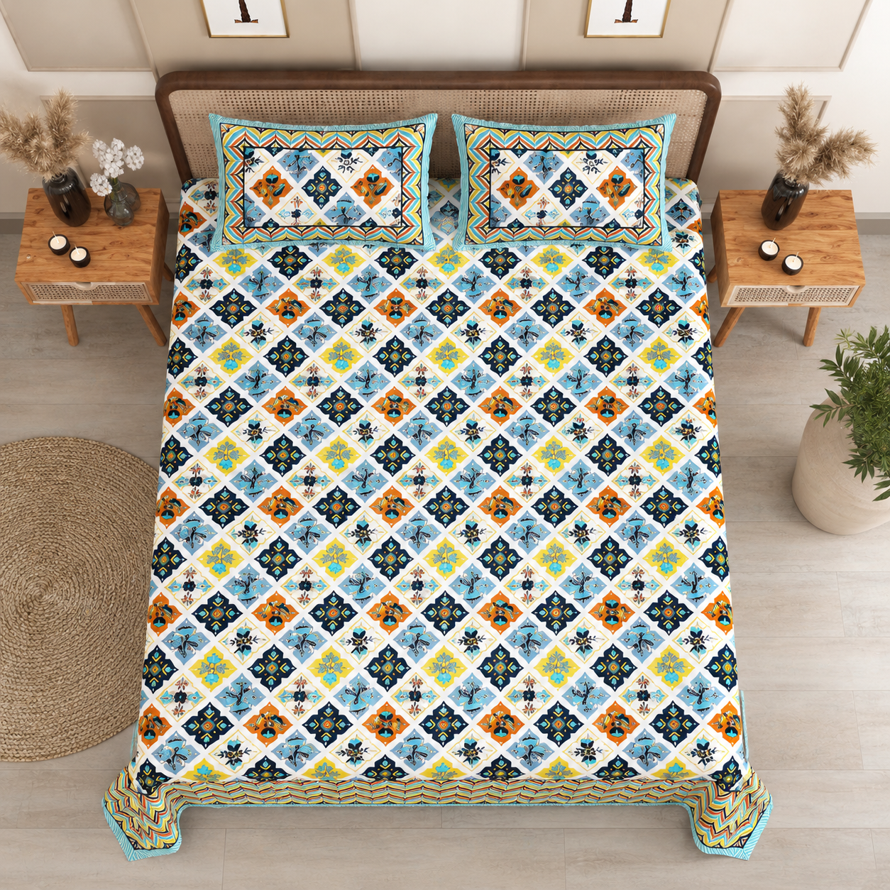 Saffron Tapestry 400TC 100% Pure Cotton Bedsheet