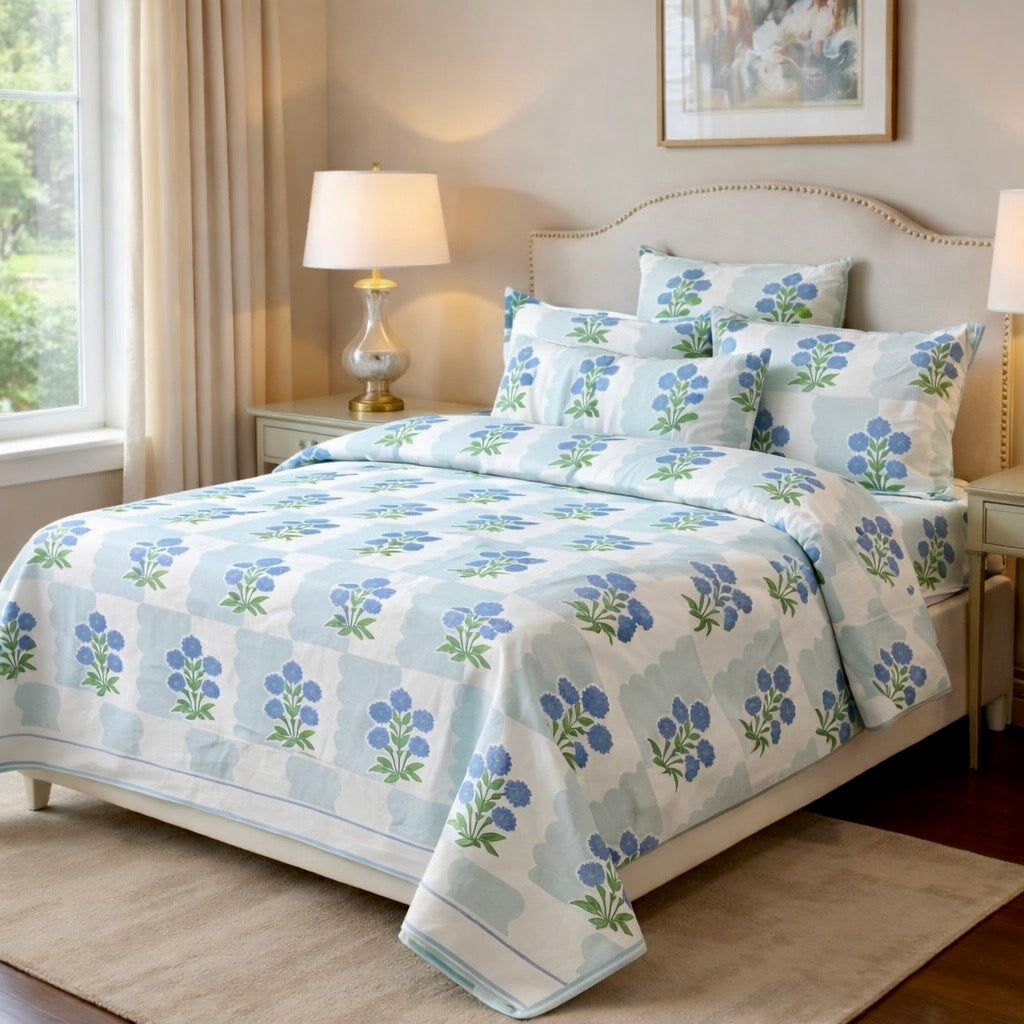 Calm Bloom Glace Cotton 300TC Bedsheet