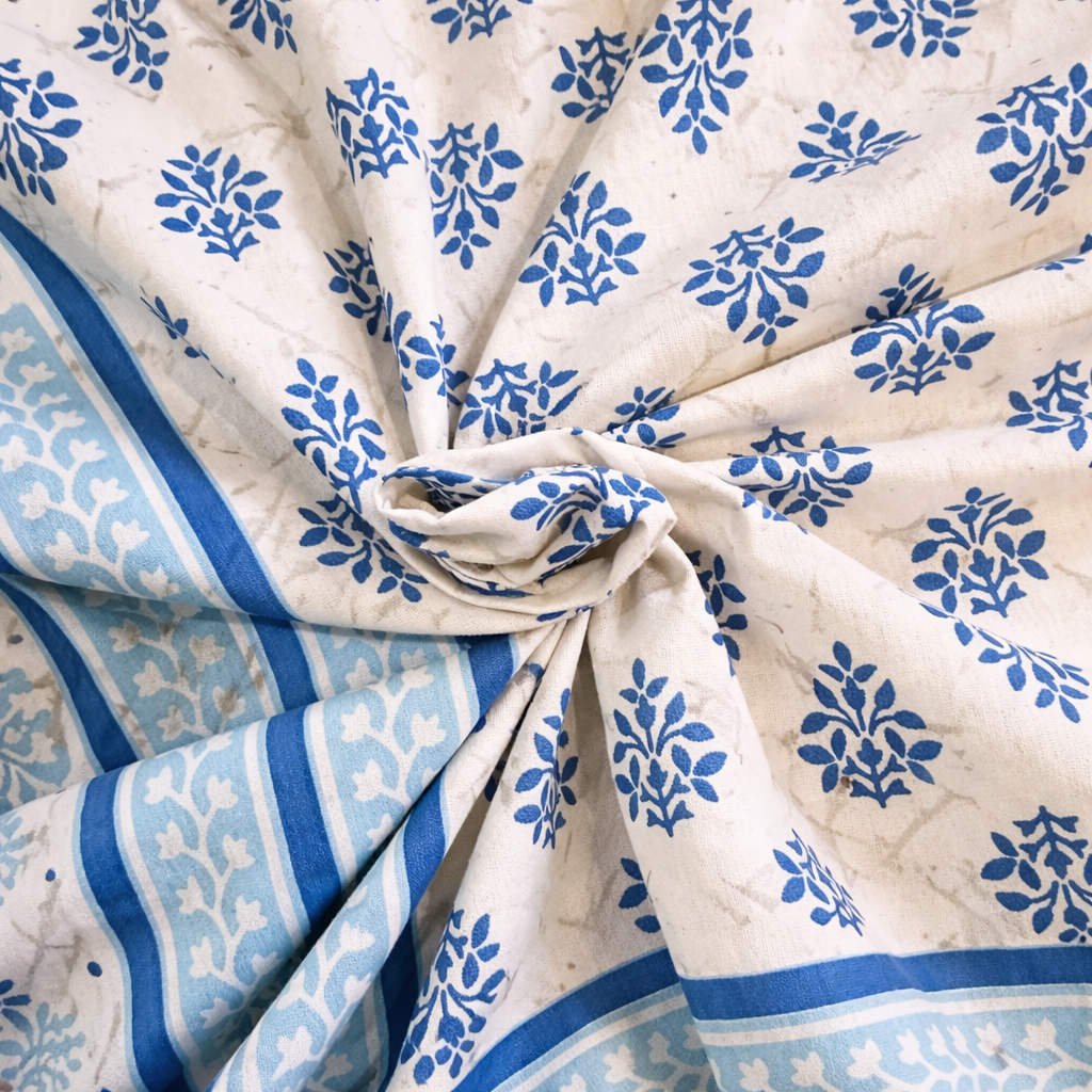 Blue Bloom Heritage 100% Pure Cotton Bedsheet