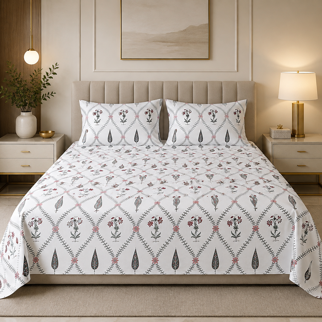 Meher Jaal 400TC 100% Pure Cotton Bedsheet