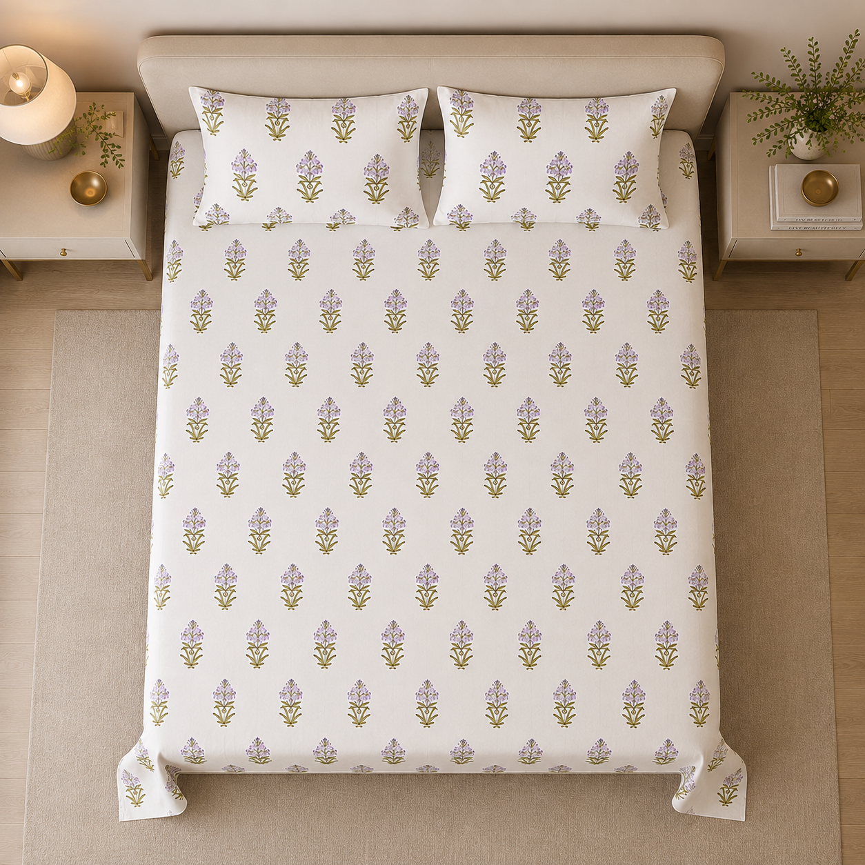 Lilac Aria 400TC 100% Pure Cotton Bedsheet