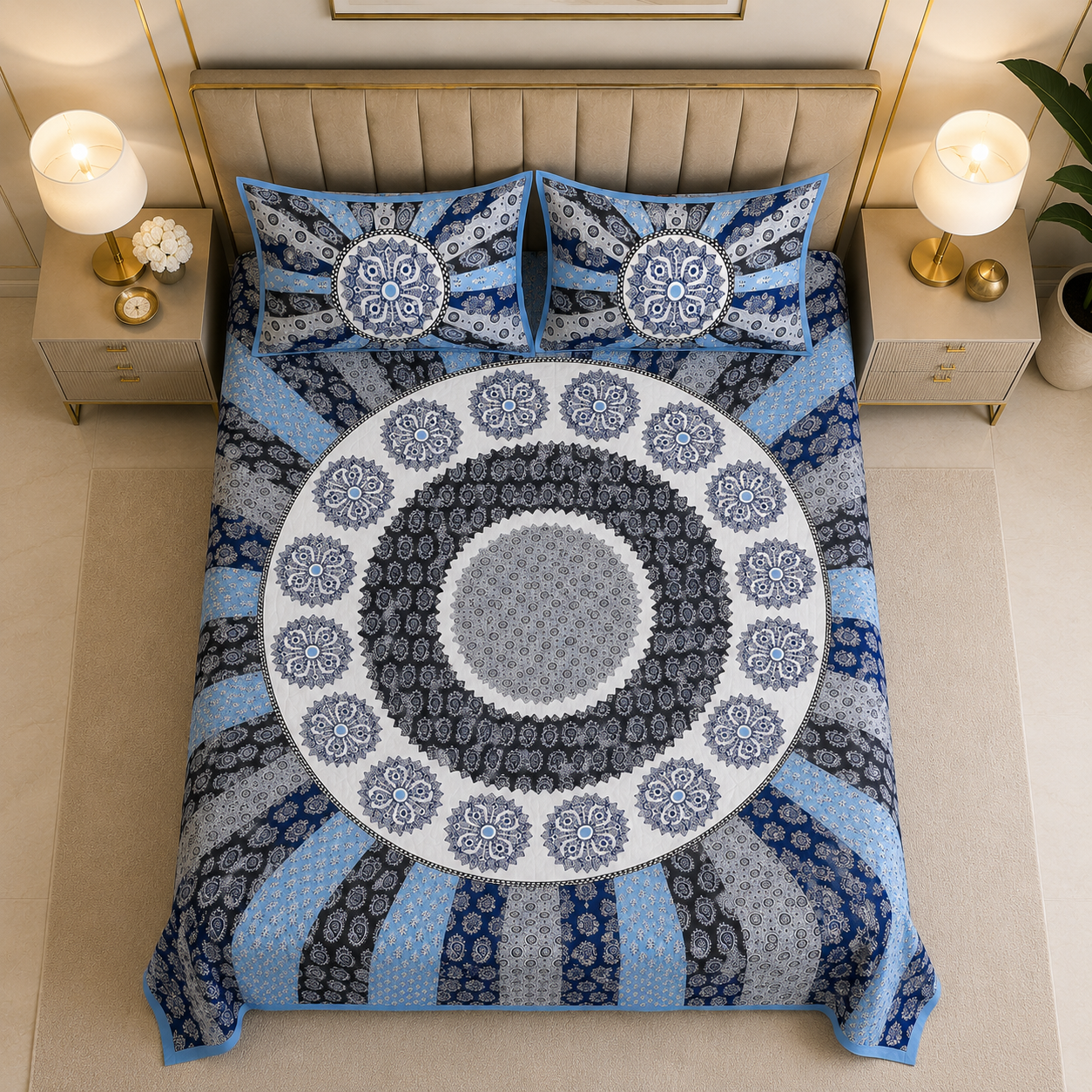 Persian Blue 400 TC 100% Pure Cotton Bedsheet