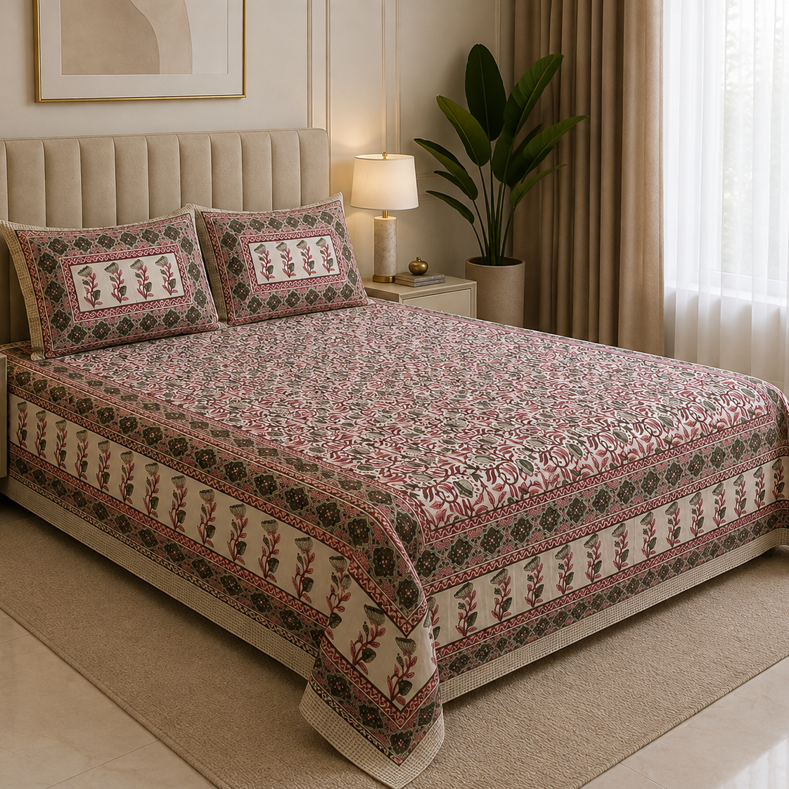 Earthbound Elegance 400TC 100% Pure Cotton Bedsheet