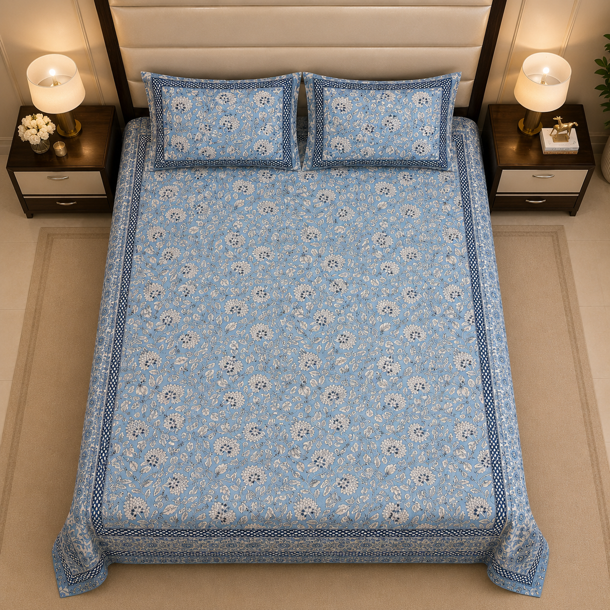 Bluebell Meadow 400 TC 100% Pure Cotton Bedsheet