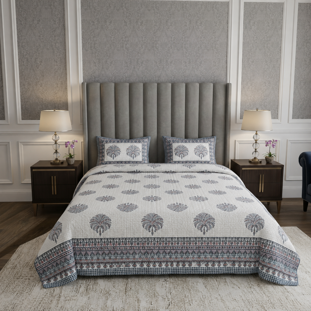 Tree Print 400TC 100% Pure Cotton 4 Piece Set