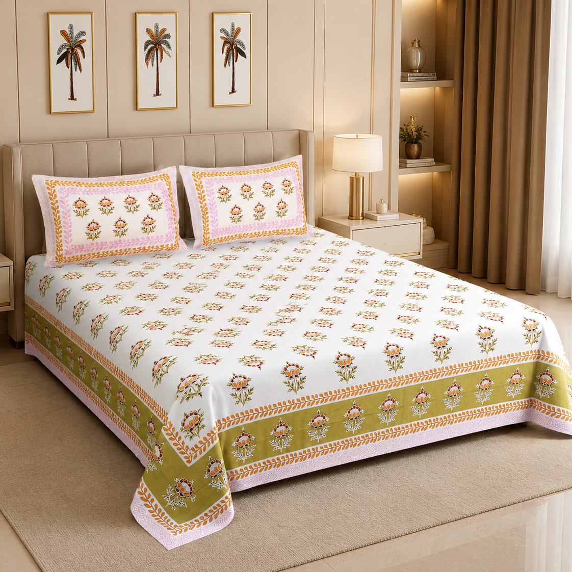 Marigold Meadow 100% Pure Cotton Bedsheet