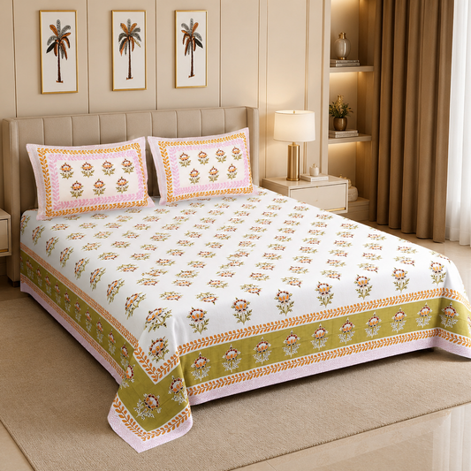 Marigold Meadow 100% Pure Cotton Bedsheet