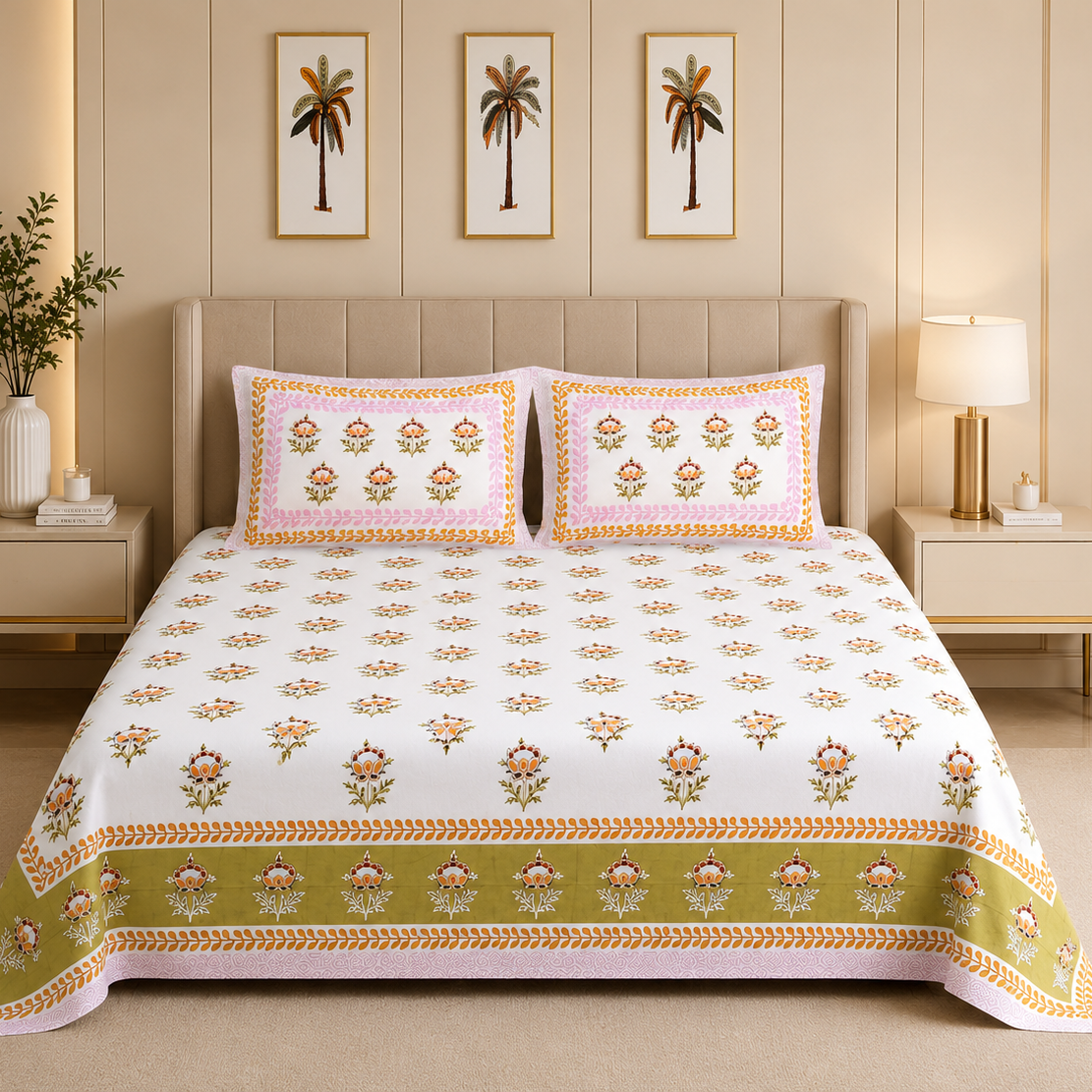 Marigold Meadow 100% Pure Cotton Bedsheet