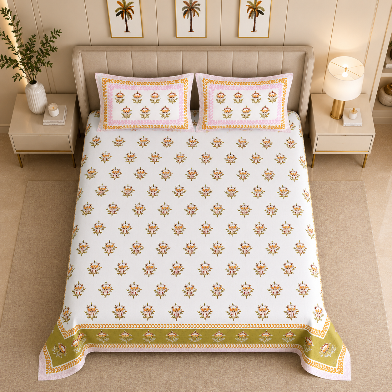 Marigold Meadow 100% Pure Cotton Bedsheet
